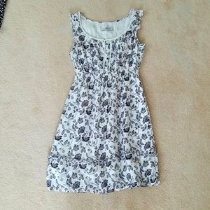 Brown and White Floral Dress